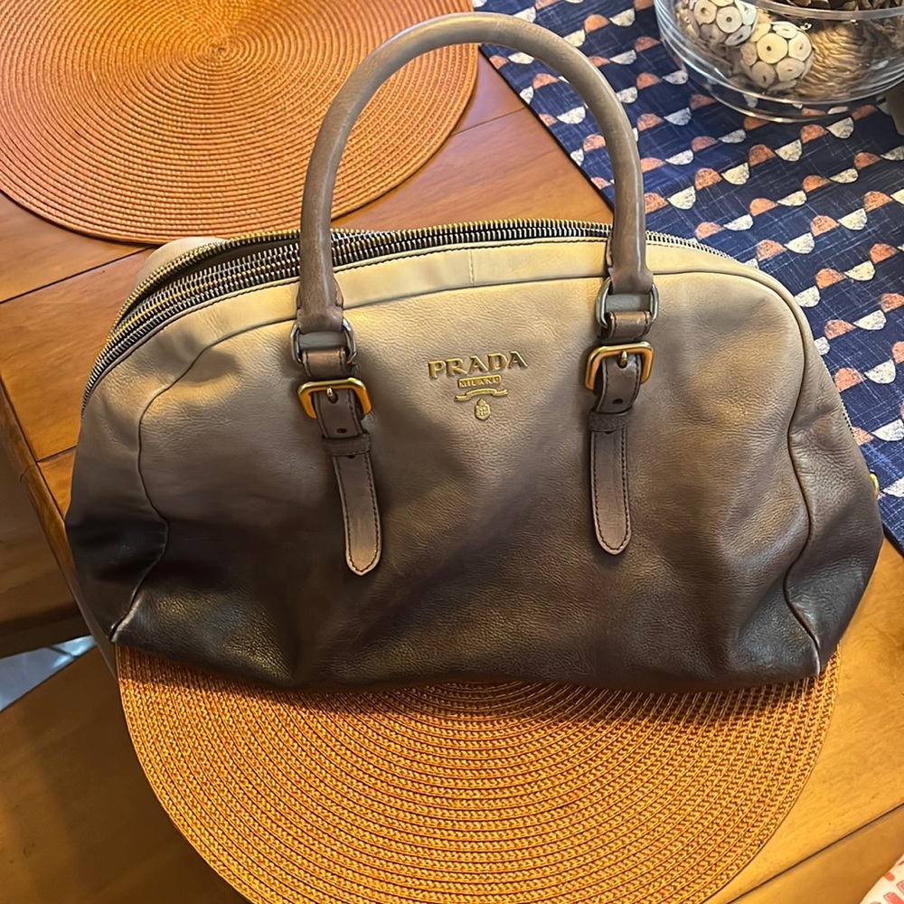 Prada Glacé Zippers Satchel
